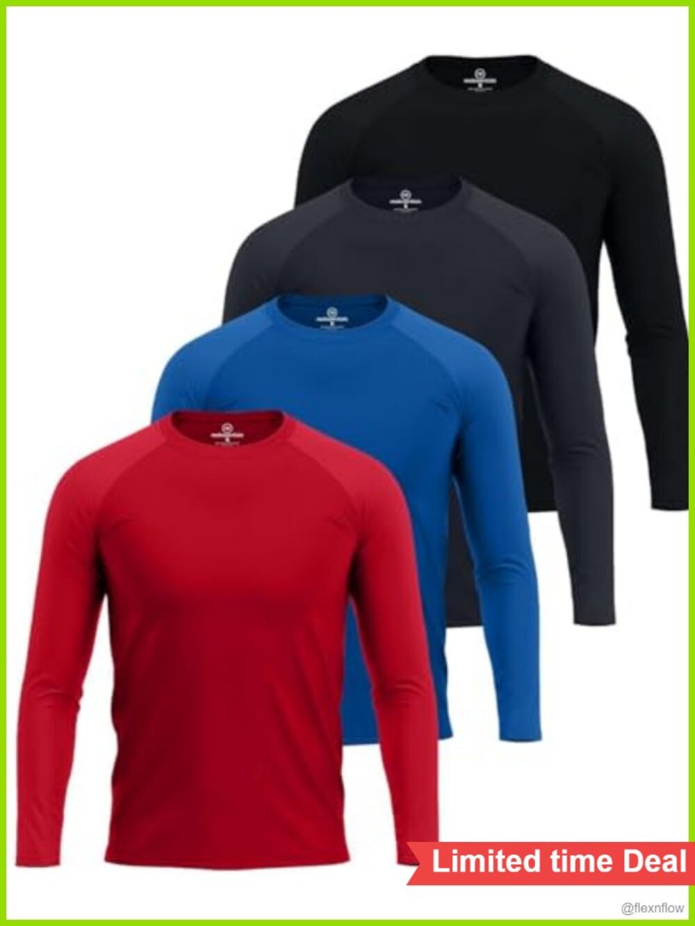 4 Pack Mens Rash Guard Swim Shirts Long Sleeve UPF 50 Sun Protection